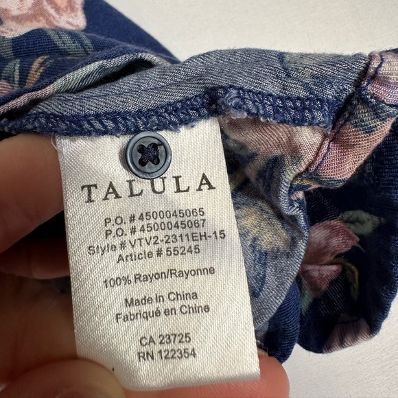 Talula Navy Blue & Pink Floral Cropped Tank Top Size Medium - Picture 8 of 10